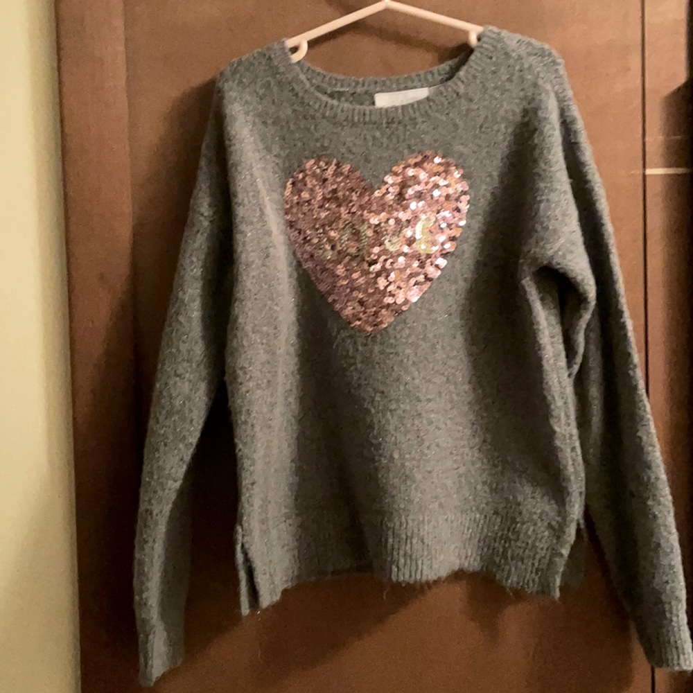 Children’s Place Sequin Heart Love Sweater 5/6